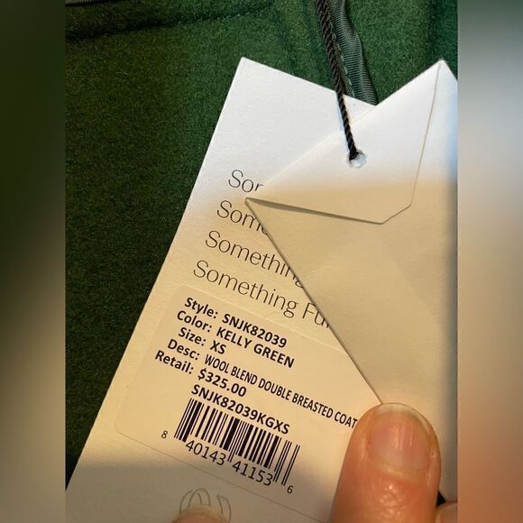 Something Navy Wool Blend Double Breasted Coat Green Women’s - Picture 14 of 14